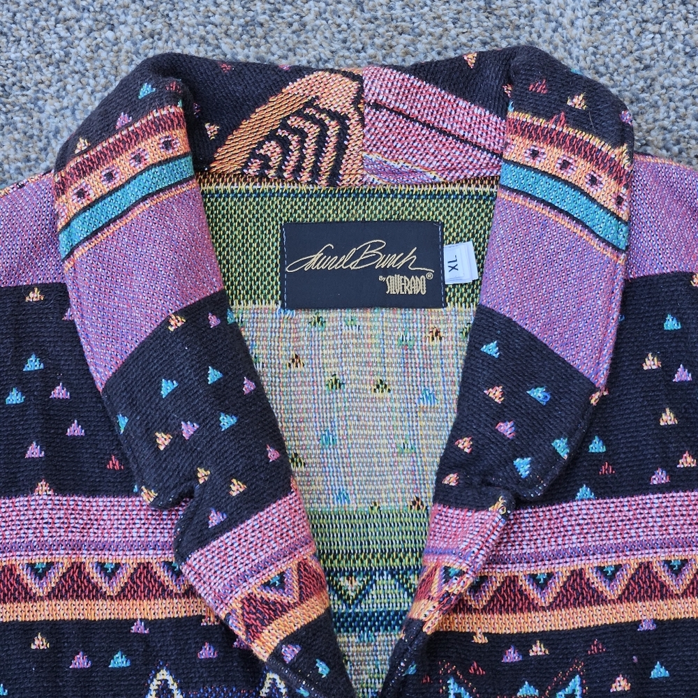 Laurel Burch Cat Tapestry Jacket Heavy Knit Sweater Rare Vintage Womens Size XL - Picture 3 of 16